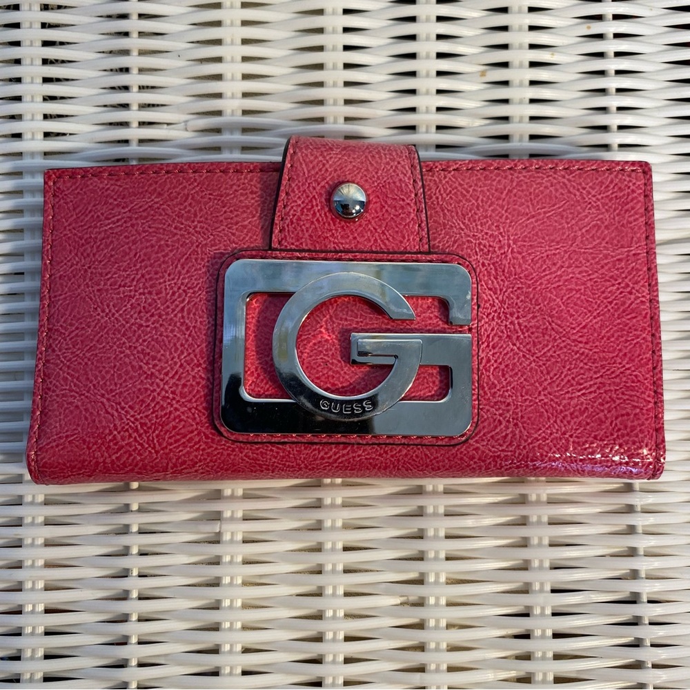 Pink Guess Wallet with Silver Logo